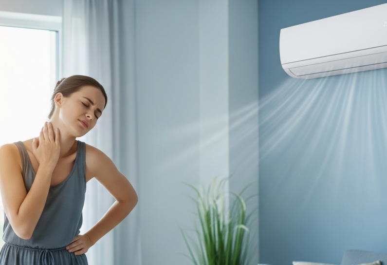 donna che si tocca la cervicale per il dolore causato dall'aria condizionata